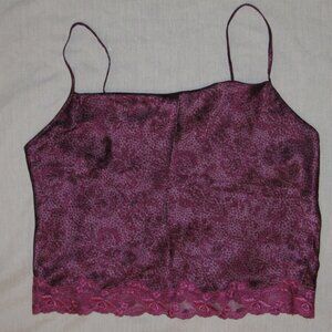 Vtg Y2K 2000 Victoria's Secret Satin Floral Lace Trim Crop Camisole Tank Top M